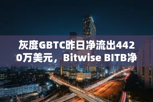 灰度GBTC昨日凈流出4420萬美元，Bitwise BITB凈流入1200萬美元