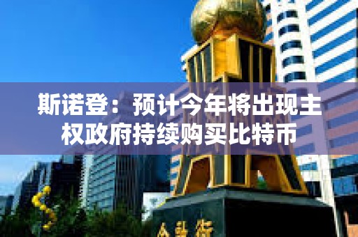 斯諾登：預計今年將出現主權政府持續購買比特幣