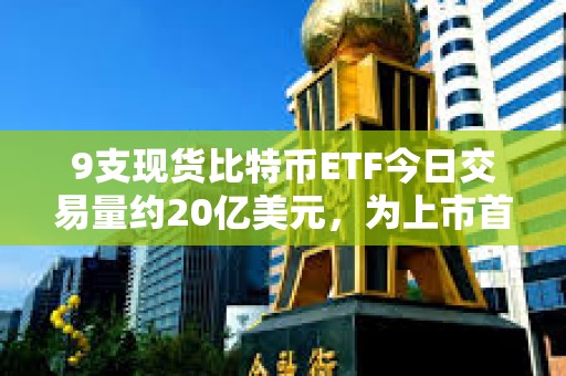 9支現貨比特幣ETF今日交易量約20億美元，為上市首日以來最高