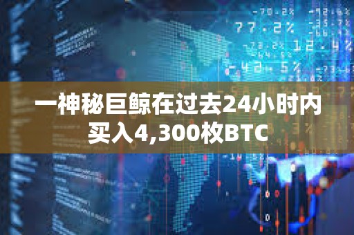 一神秘巨鯨在過去24小時內買入4,300枚BTC