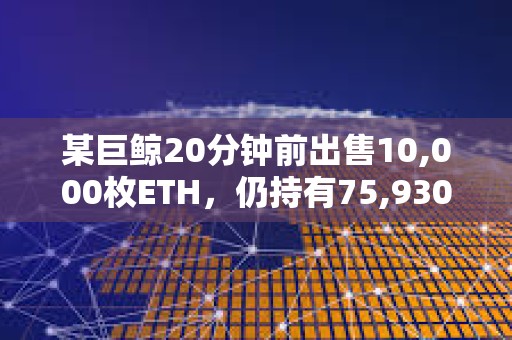 某巨鯨20分鐘前出售10,000枚ETH，仍持有75,930 ETH