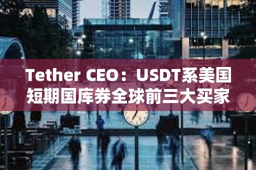 Tether CEO：USDT系美國短期國庫券全球前三大買家之一