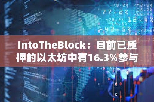 IntoTheBlock：目前已質押的以太坊中有16.3%參與再質押