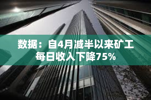 數(shù)據(jù)：自4月減半以來礦工每日收入下降75%