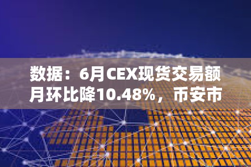 數據：6月CEX現貨交易額月環比降10.48%，幣安市占率降至38.3%