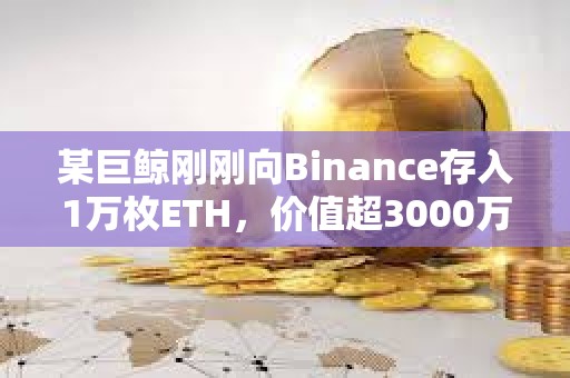 某巨鯨剛剛向Binance存入1萬枚ETH，價值超3000萬美元