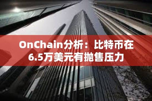OnChain分析：比特幣在6.5萬美元有拋售壓力