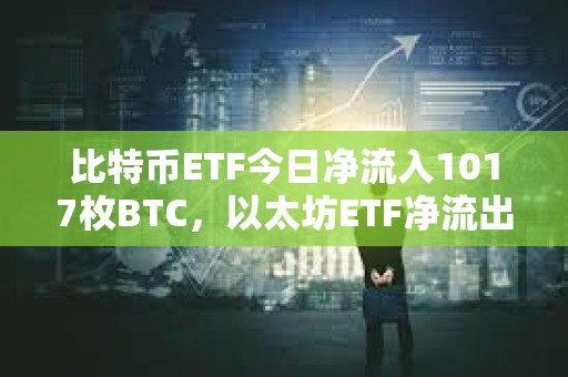 比特幣ETF今日凈流入1017枚BTC，以太坊ETF凈流出146枚ETH