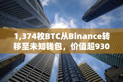 1,374枚BTC從Binance轉(zhuǎn)移至未知錢(qián)包，價(jià)值超9300萬(wàn)美元