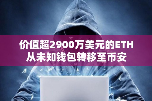 價值超2900萬美元的ETH從未知錢包轉移至幣安