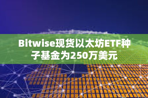 Bitwise現貨以太坊ETF種子基金為250萬美元