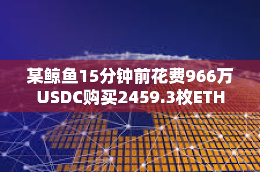 某鯨魚15分鐘前花費966萬USDC購買2459.3枚ETH