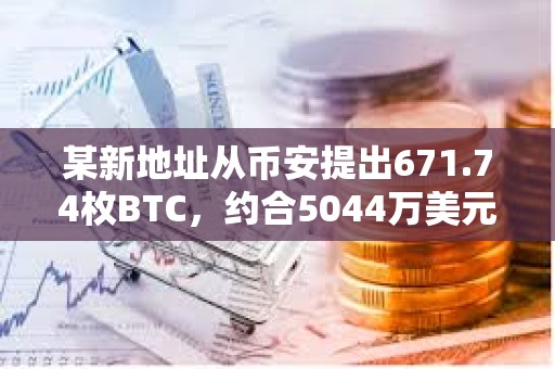 某新地址從幣安提出671.74枚BTC，約合5044萬美元