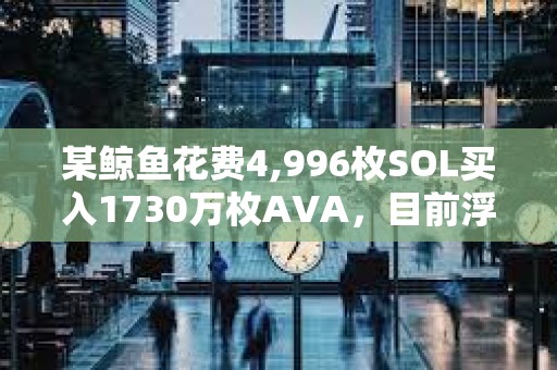 某鯨魚花費4,996枚SOL買入1730萬枚AVA，目前浮虧45.7萬美元