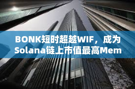 BONK短時超越WIF，成為Solana鏈上市值最高Meme代幣
