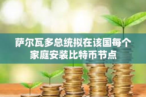 薩爾瓦多總統擬在該國每個家庭安裝比特幣節點