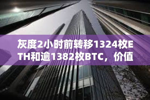 灰度2小時前轉移1324枚ETH和逾1382枚BTC，價值約1.48億美元