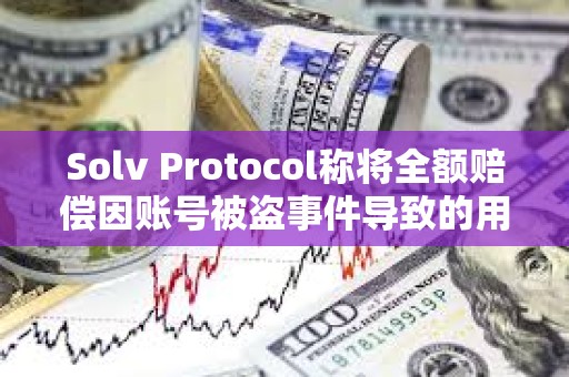 Solv Protocol稱將全額賠償因賬號(hào)被盜事件導(dǎo)致的用戶損失