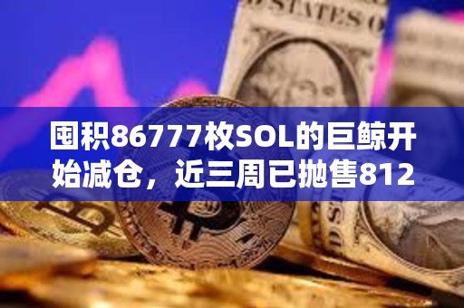囤積86777枚SOL的巨鯨開始減倉，近三周已拋售81227枚