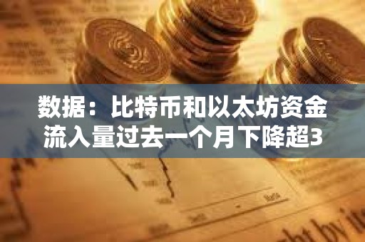 數據：比特幣和以太坊資金流入量過去一個月下降超30%