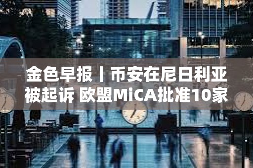 金色早報丨幣安在尼日利亞被起訴 歐盟MiCA批準10家穩定幣發行商