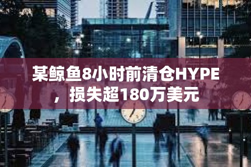 某鯨魚8小時前清倉HYPE，損失超180萬美元