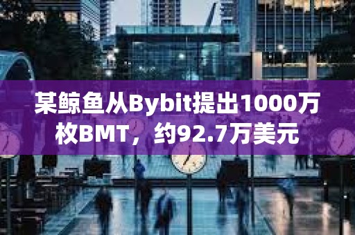 某鯨魚從Bybit提出1000萬枚BMT，約92.7萬美元