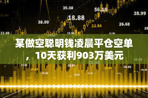 某做空聰明錢凌晨平倉空單，10天獲利903萬美元