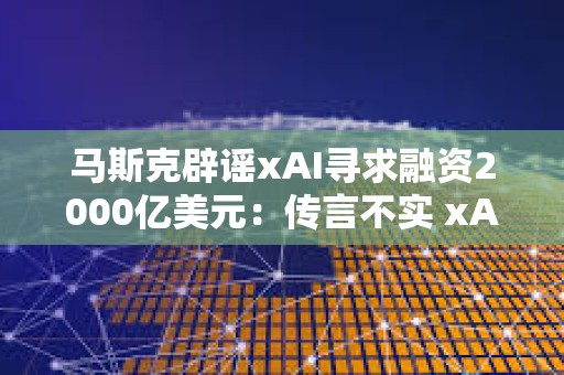 馬斯克辟謠xAI尋求融資2000億美元：傳言不實 xAI資金充足 目前不尋求融資