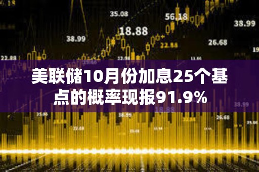 美聯儲10月份加息25個基點的概率現報91.9%