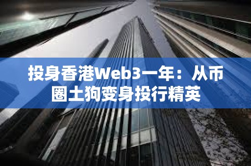 投身香港Web3一年：從幣圈土狗變身投行精英