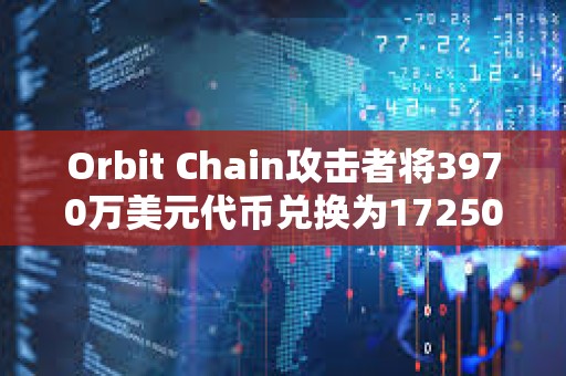 Orbit Chain攻擊者將3970萬美元代幣兌換為17250枚ETH，已浮盈145萬美元