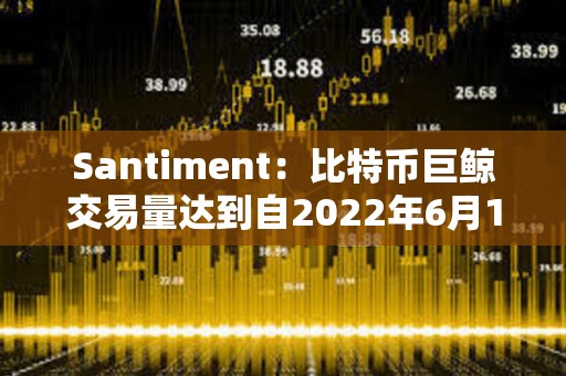 Santiment：比特幣巨鯨交易量達到自2022年6月12日以來的最高水平