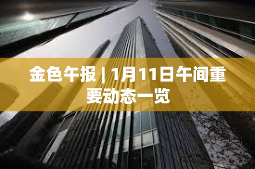 金色午報 | 1月11日午間重要動態一覽
