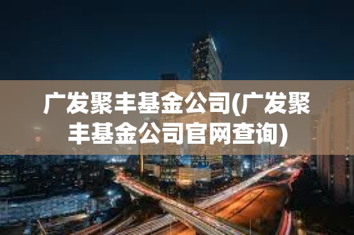 廣發(fā)聚豐基金公司(廣發(fā)聚豐基金公司官網查詢)
