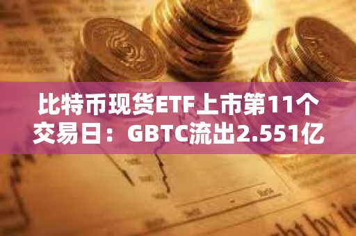 比特幣現貨ETF上市第11個交易日：GBTC流出2.551億美元