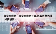 微貸網逾期（微貸網逾期補齊,怎么還整天催,如何投訴）