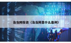 當當網投資（當當網靠什么盈利）