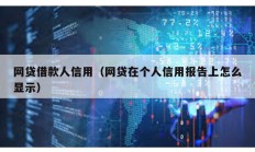 網貸借款人信用（網貸在個人信用報告上怎么顯示）