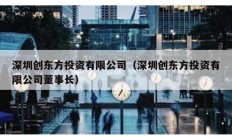 深圳創東方投資有限公司（深圳創東方投資有限公司董事長）