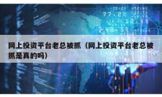 網(wǎng)上投資平臺(tái)老總被抓（網(wǎng)上投資平臺(tái)老總被抓是真的嗎）