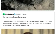以太坊基金會研究員：Solana 黃金時代結束了 兩大優勢將被 ETH L2 超越