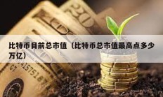 比特幣目前總市值（比特幣總市值最高點多少萬億）