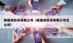 新國貸投資有限公司（新國貸投資有限公司怎么樣）
