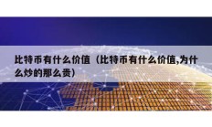 比特幣有什么價值（比特幣有什么價值,為什么炒的那么貴）