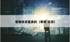 草根投資是真的（草根 投資）