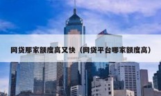 網貸那家額度高又快（網貸平臺哪家額度高）