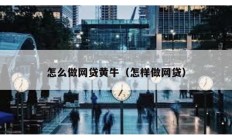 怎么做網貸黃牛（怎樣做網貸）