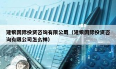 建銀國(guó)際投資咨詢有限公司（建銀國(guó)際投資咨詢有限公司怎么樣）