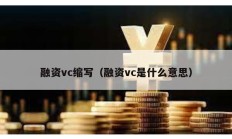 融資vc縮寫（融資vc是什么意思）